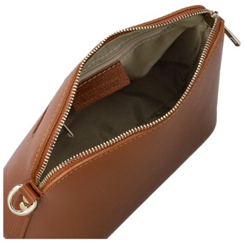 Dámska kožená crossbody kabelka koňaková - Delami Vera Pelle Gosslin