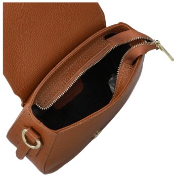 Dámska kožená crossbody kabelka koňaková - Delami Vera Pelle Olli