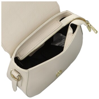Dámska kožená crossbody kabelka krémová - Delami Vera Pelle Olli
