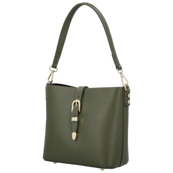 Dámska kožená kabelka na rameno tmavo zelená - Delami Vera Pelle Antoanet