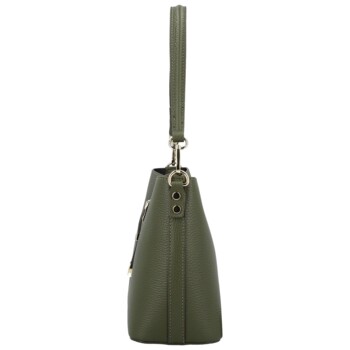 Dámska kožená kabelka na rameno tmavo zelená - Delami Vera Pelle Antoanet