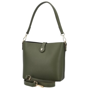 Dámska kožená kabelka na rameno tmavo zelená - Delami Vera Pelle Antoanet