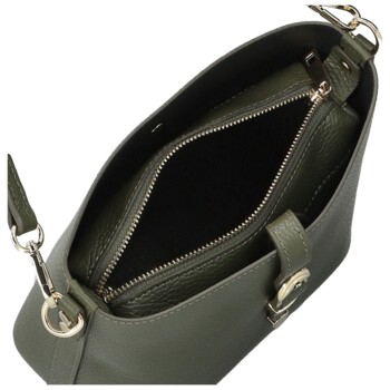 Dámska kožená kabelka na rameno tmavo zelená - Delami Vera Pelle Antoanet