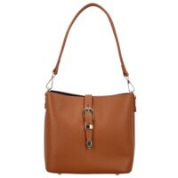 Dámska kožená kabelka na rameno koňaková - Delami Vera Pelle Antoanet