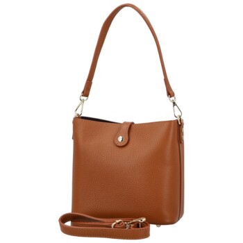 Dámska kožená kabelka na rameno koňaková - Delami Vera Pelle Antoanet