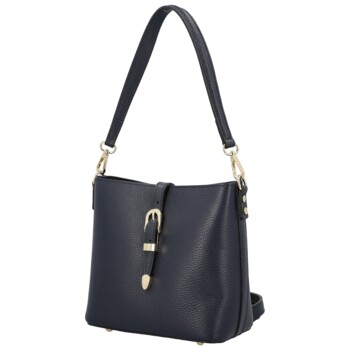 Dámska kožená kabelka na rameno tmavo modrá - Delami Vera Pelle Antoanet