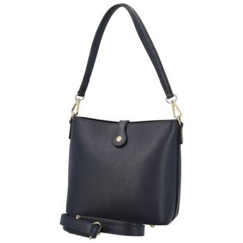 Dámska kožená kabelka na rameno tmavo modrá - Delami Vera Pelle Antoanet