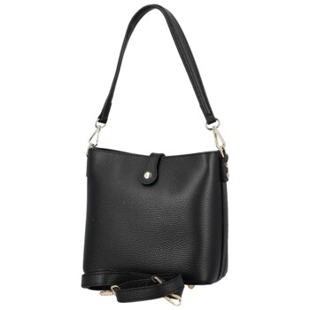 Dámska kožená kabelka na rameno čierna - Delami Vera Pelle Antoanet