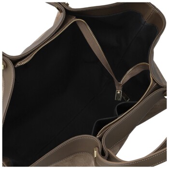 Dámska kožená kabelka na rameno taupe - Delami Vera Pelle Lorina