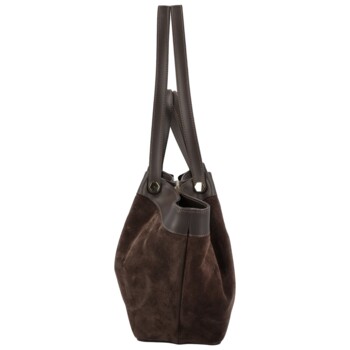 Dámska kožená kabelka na rameno tmavo hnedá - Delami Vera Pelle Lorina