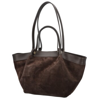 Dámska kožená kabelka na rameno tmavo hnedá - Delami Vera Pelle Lorina