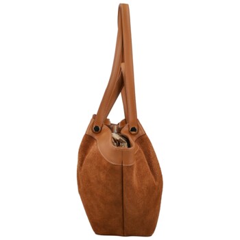 Dámska kožená kabelka na rameno koňaková - Delami Vera Pelle Lorina