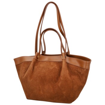 Dámska kožená kabelka na rameno koňaková - Delami Vera Pelle Lorina