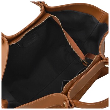 Dámska kožená kabelka na rameno koňaková - Delami Vera Pelle Lorina