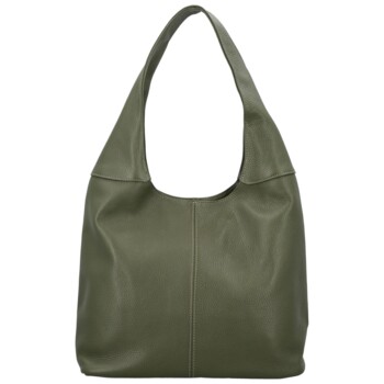 Dámska kožená kabelka cez rameno tmavo zelená - Delami Vera Pelle SkyFull