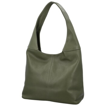 Dámska kožená kabelka cez rameno tmavo zelená - Delami Vera Pelle SkyFull