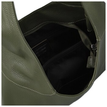 Dámska kožená kabelka cez rameno tmavo zelená - Delami Vera Pelle SkyFull
