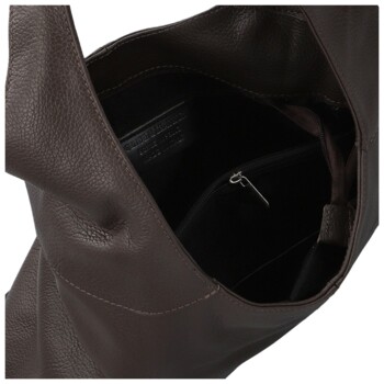 Dámska kožená kabelka cez rameno tmavo hnedá - Delami Vera Pelle SkyFull