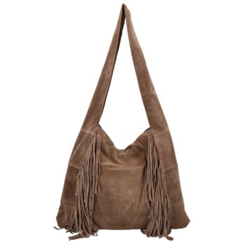 Dámska kožená kabelka cez rameno taupe - Delami Vera Pelle Katina