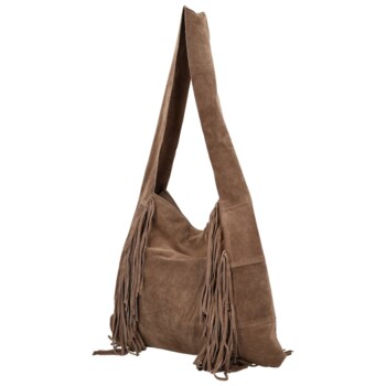 Dámska kožená kabelka cez rameno taupe - Delami Vera Pelle Katina