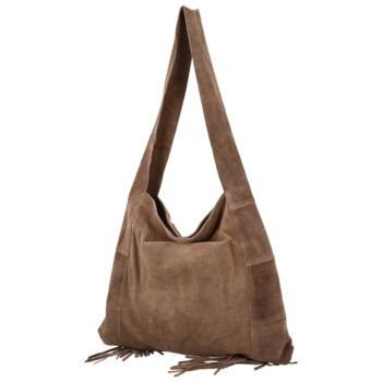 Dámska kožená kabelka cez rameno taupe - Delami Vera Pelle Katina