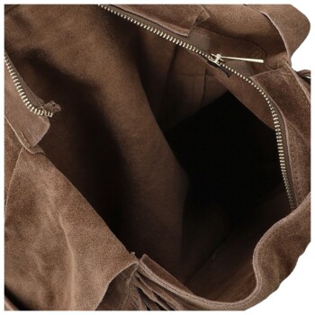 Dámska kožená kabelka cez rameno taupe - Delami Vera Pelle Katina