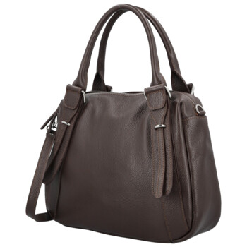 Dámska kožená kabelka na rameno tmavo hnedá - Delami Vera Pelle Tirza
