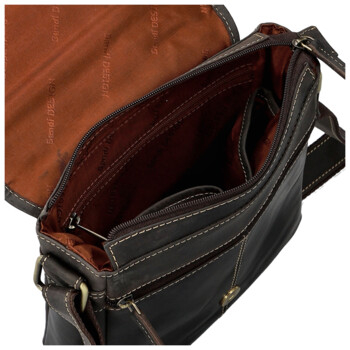 Pánska kožená crossbody taška hnedá - Sendi Design Alain