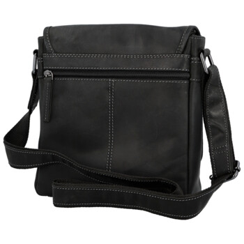 Pánska kožená crossbody taška čierna - Sendi Design Alain