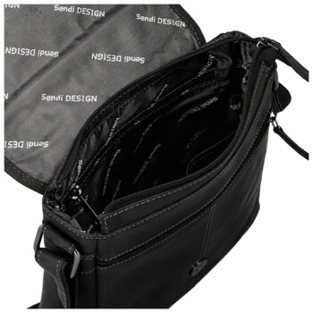 Pánska kožená crossbody taška čierna - Sendi Design Alain