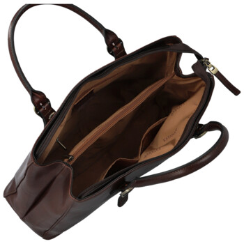 Dámska kožená kabelka do ruky tmavo hnedá - Katana Siara