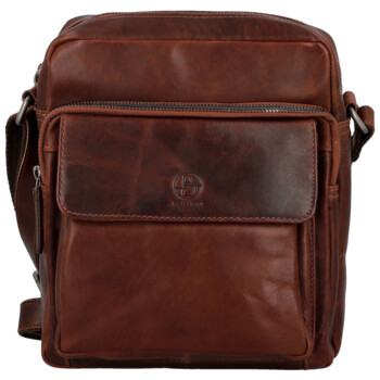 Pánska kožená crossbody taška tmavo hnedá - Bellugio Kalei