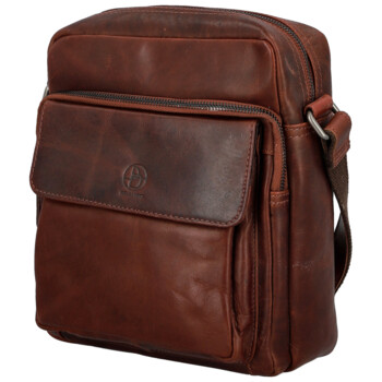 Pánska kožená crossbody taška tmavo hnedá - Bellugio Kalei