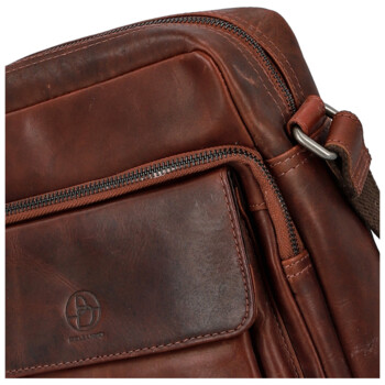 Pánska kožená crossbody taška tmavo hnedá - Bellugio Kalei