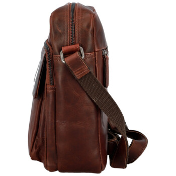 Pánska kožená crossbody taška tmavo hnedá - Bellugio Kalei
