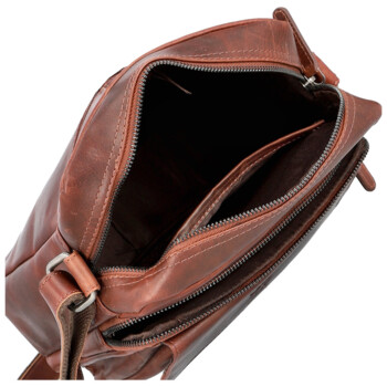 Pánska kožená crossbody taška tmavo hnedá - Bellugio Kalei