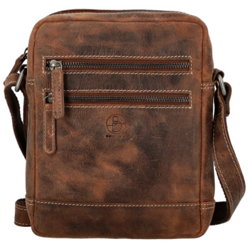 Pánska kožená crossbody taška hnedá - Bellugio Tiber