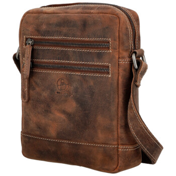 Pánska kožená crossbody taška hnedá - Bellugio Tiber