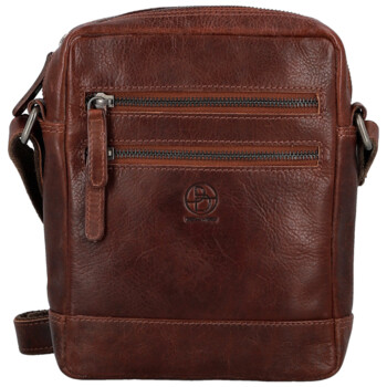 Pánska kožená crossbody taška tmavo hnedá - Bellugio Tiber