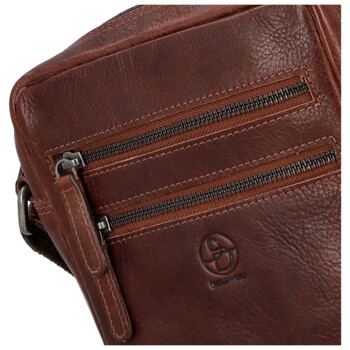Pánska kožená crossbody taška tmavo hnedá - Bellugio Tiber