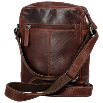 Pánska kožená crossbody taška tmavo hnedá - Bellugio Tiber