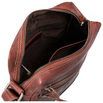 Pánska kožená crossbody taška tmavo hnedá - Bellugio Tiber
