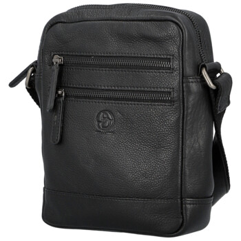Pánska kožená crossbody taška čierna - Bellugio Tiber