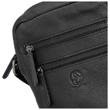 Pánska kožená crossbody taška čierna - Bellugio Tiber