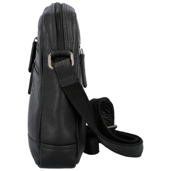 Pánska kožená crossbody taška čierna - Bellugio Tiber