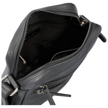 Pánska kožená crossbody taška čierna - Bellugio Tiber