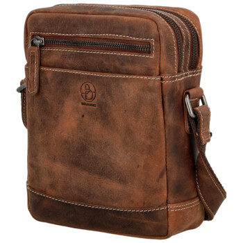 Pánska kožená crossbody taška hnedá - Bellugio Serchio