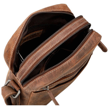 Pánska kožená crossbody taška hnedá - Bellugio Serchio