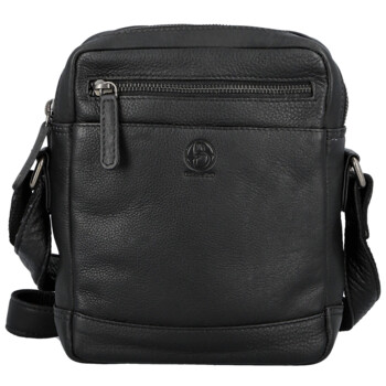 Pánska kožená crossbody taška čierna - Bellugio Serchio