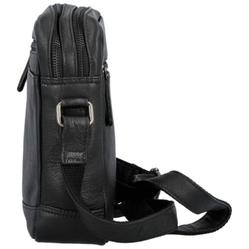 Pánska kožená crossbody taška čierna - Bellugio Serchio